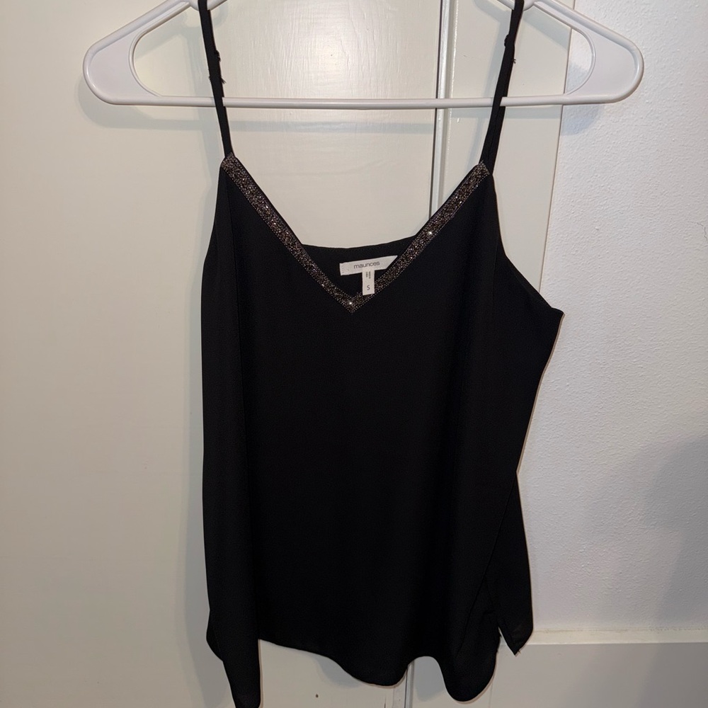 Maurices Black Tank Top with Silver Trim